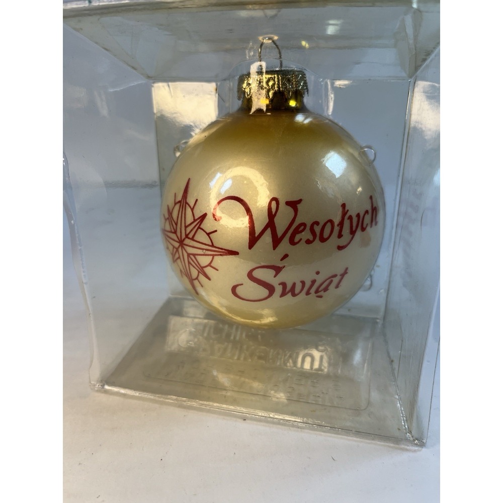 Vintage Bronner's Austria Glass Xmas Ornament Wesolych Swiat Star Of Bethlehem